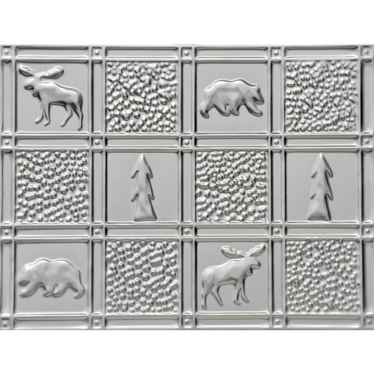 Steel Patterned Tin Plated Wall and Backsplash Tile, 21'' x 16''