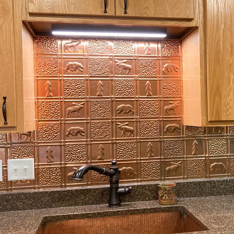 Steel Patterned Tin Plated Wall and Backsplash Tile, 21'' x 16''