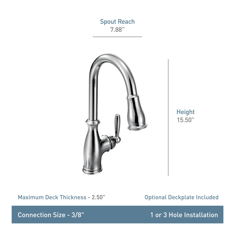 Chrome Traditional Pull-Down Kitchen Faucet with Spray