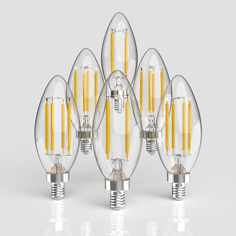Clear Candle-Style Dimmable LED Edison Bulbs, Pack of 6