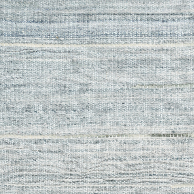 Light Blue Wool and Cotton Handmade 6' x 9' Area Rug