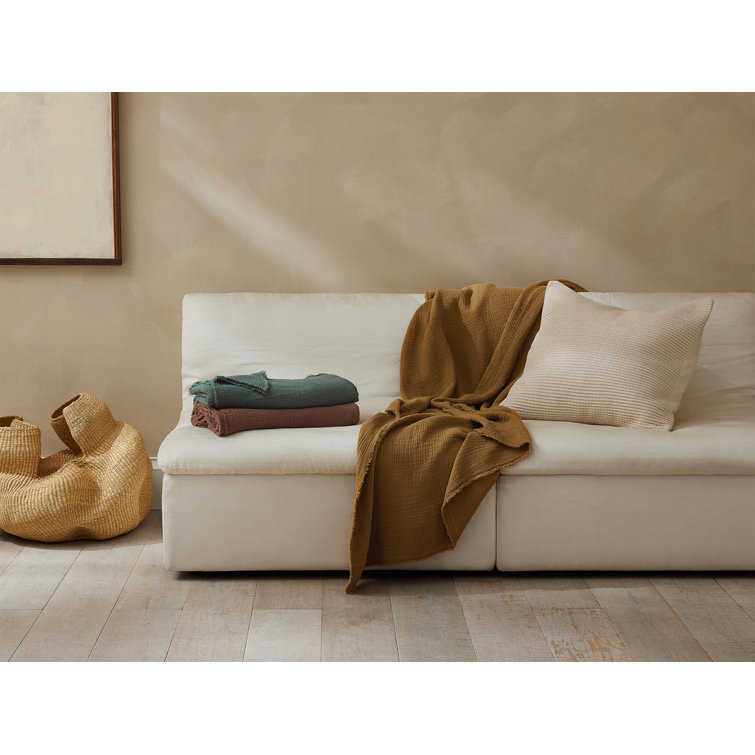 Hazel Organic Cotton Matelasse Reversible Throw Blanket