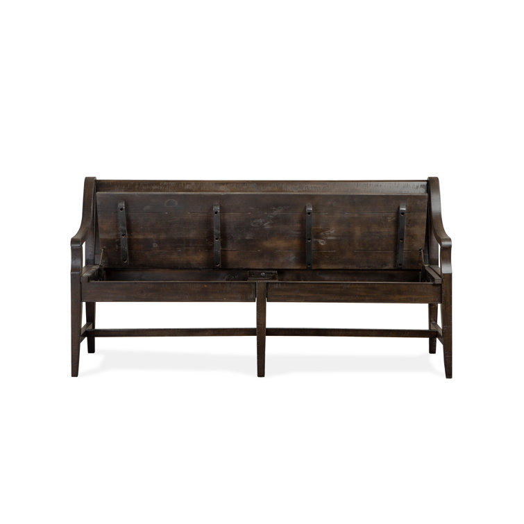 Graphite Pine Wood Bench with Back and Arms