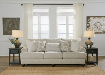 98'' Beige Fabric Traditional Rolled Arm Sofa