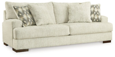 Beige Microfiber 94'' Track Arm Sofa with Removable Cushions
