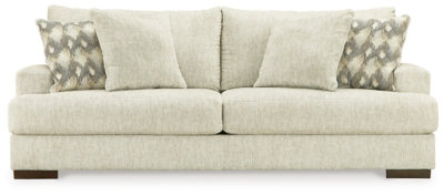 Beige Microfiber 94'' Track Arm Sofa with Removable Cushions