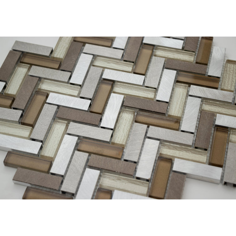 Twilight Series Multicolor Chevron Glass and Metal Mosaic Tile
