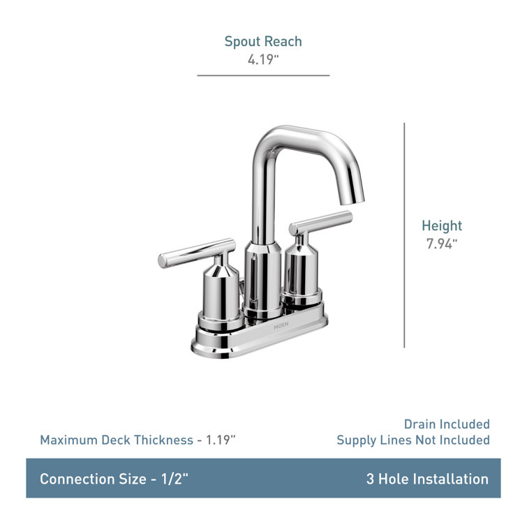 Brushed Nickel Modern Centerset Bathroom Faucet with Drain Assembly