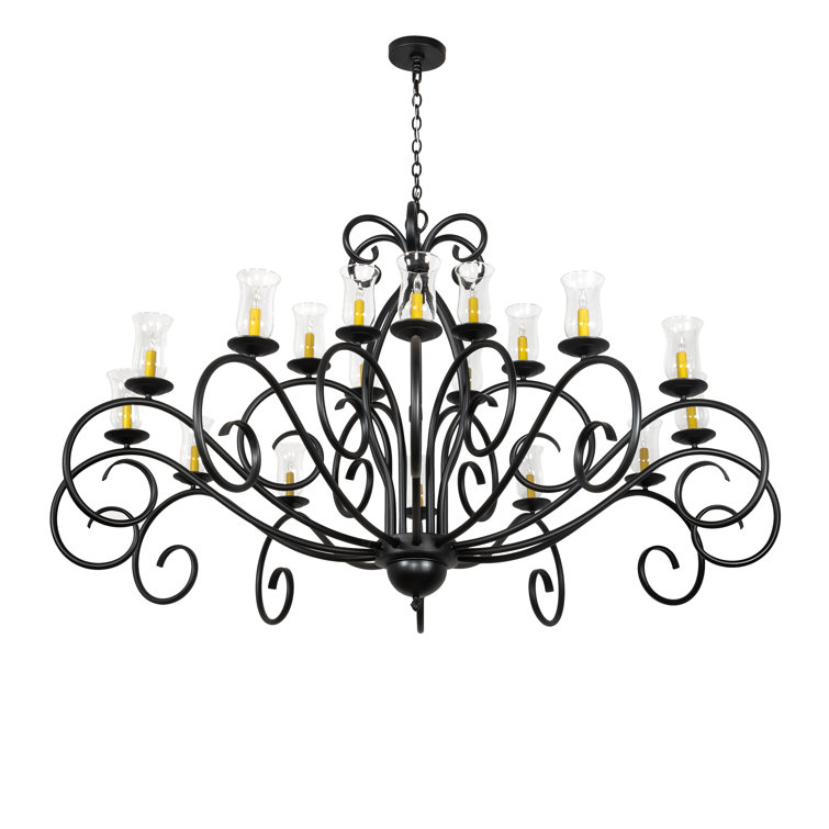 Sienna Black and Clear Glass 18-Light Chandelier