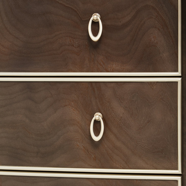 Hazelnut Birch Double Dresser with Curved Mirror & Soft Close Drawer