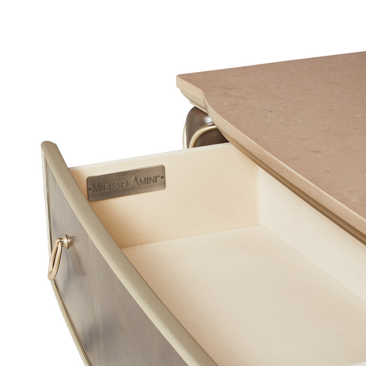 Hazelnut Birch Double Dresser with Curved Mirror & Soft Close Drawer