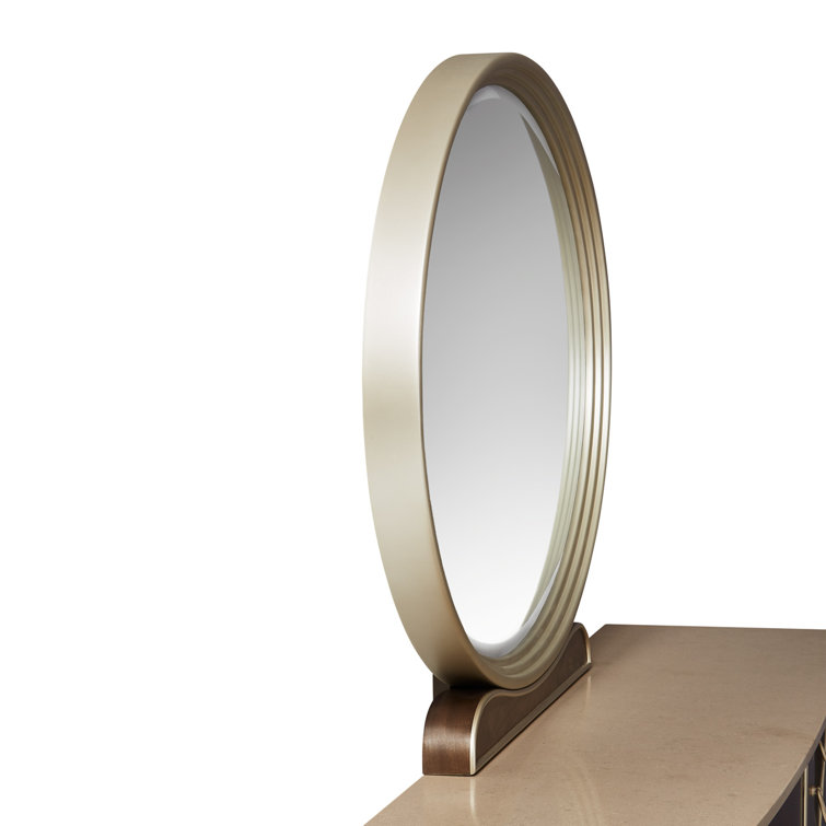 Hazelnut Birch Double Dresser with Curved Mirror & Soft Close Drawer