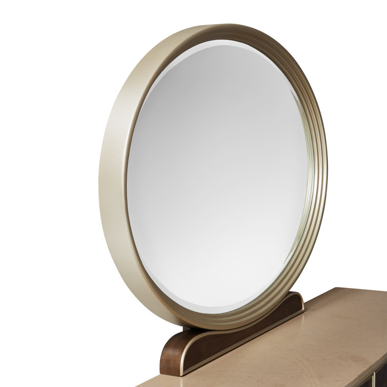 Hazelnut Birch Double Dresser with Curved Mirror & Soft Close Drawer