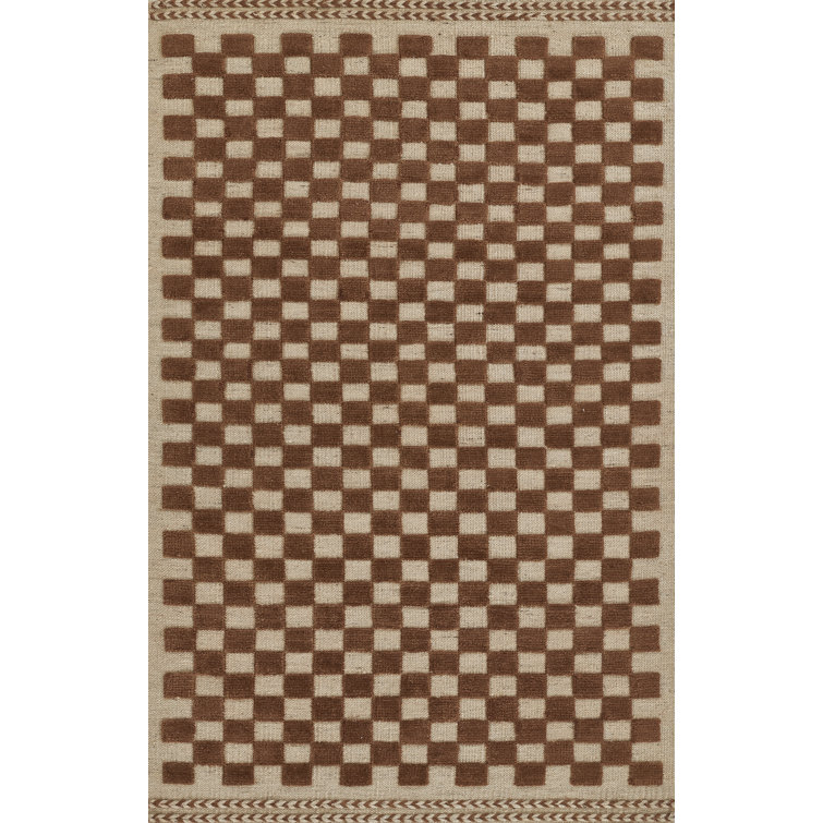 Azle Brown and Beige Handwoven Wool Rug
