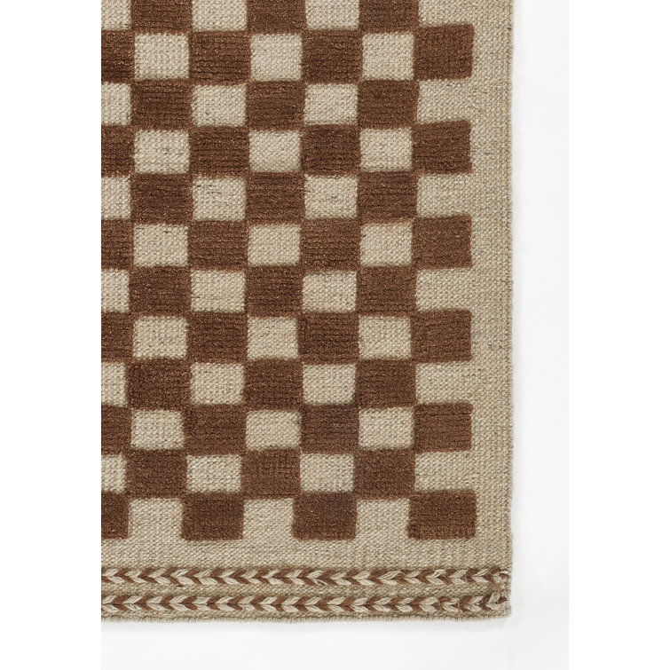 Azle Brown and Beige Wool Geometric Rectangular Rug 9' x 12'