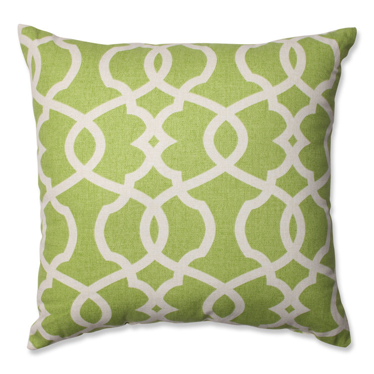 Green and Beige Geometric Cotton Throw Pillow