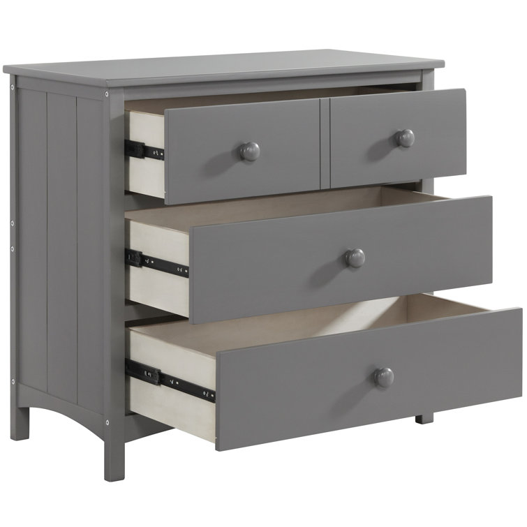 Dove Gray Nursery Dresser with Extra Deep 3 Drawers