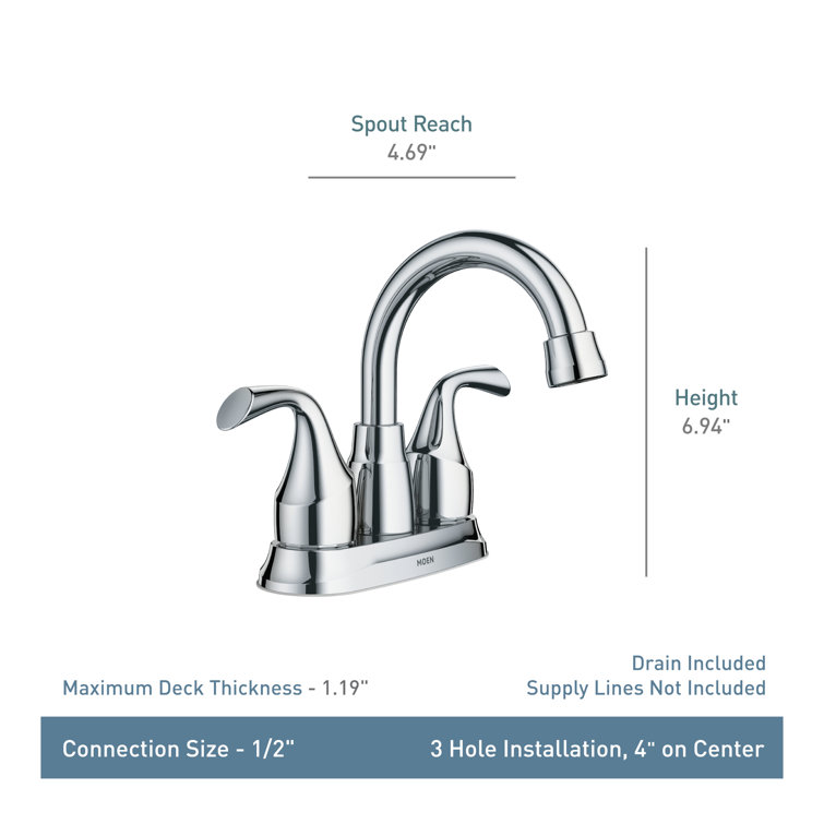 Brushed Nickel 4" Centerset Bathroom Faucet with Lever Handles