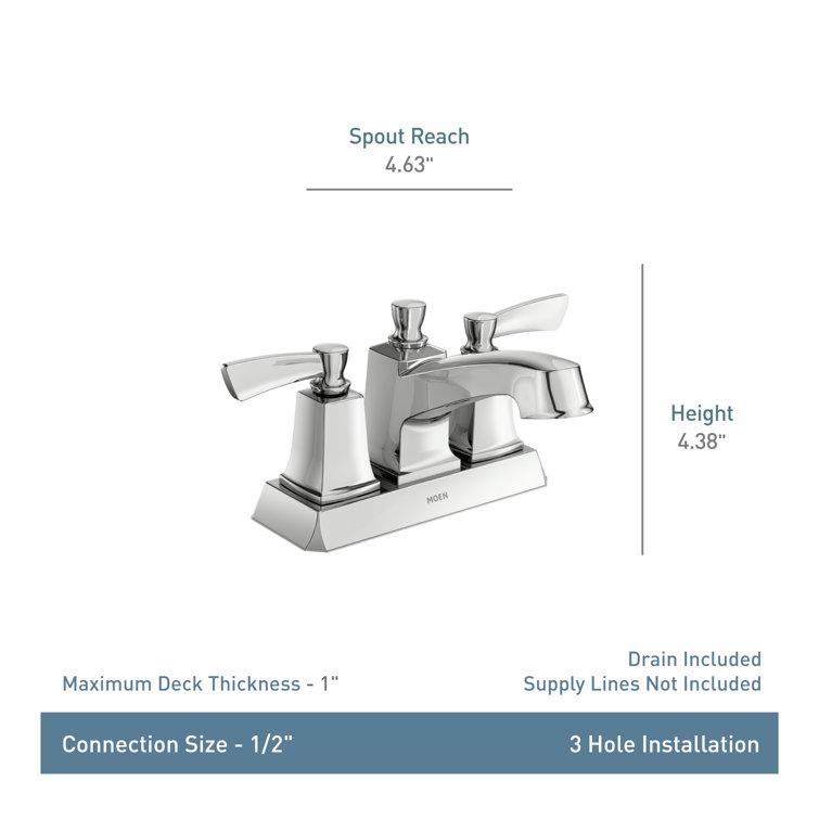 Conway Chrome 4-Inch Centerset Double Handle Bathroom Faucet