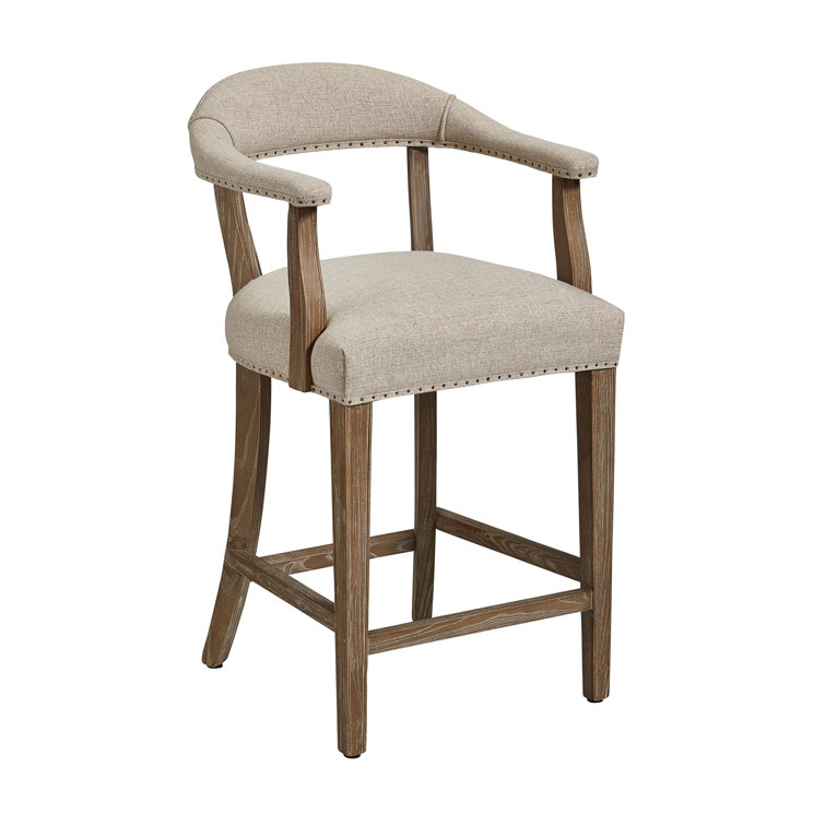 Wyatt Beige Wood Transitional Counter Stool