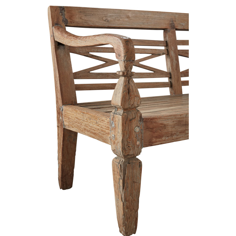 Antique Brown 77.5'' Teak Outdoor Bench