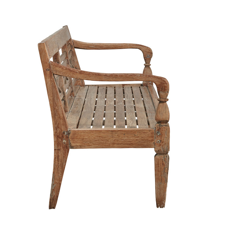 Antique Brown 77.5'' Teak Outdoor Bench