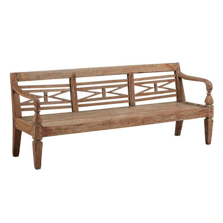 Antique Brown 77.5'' Teak Outdoor Bench