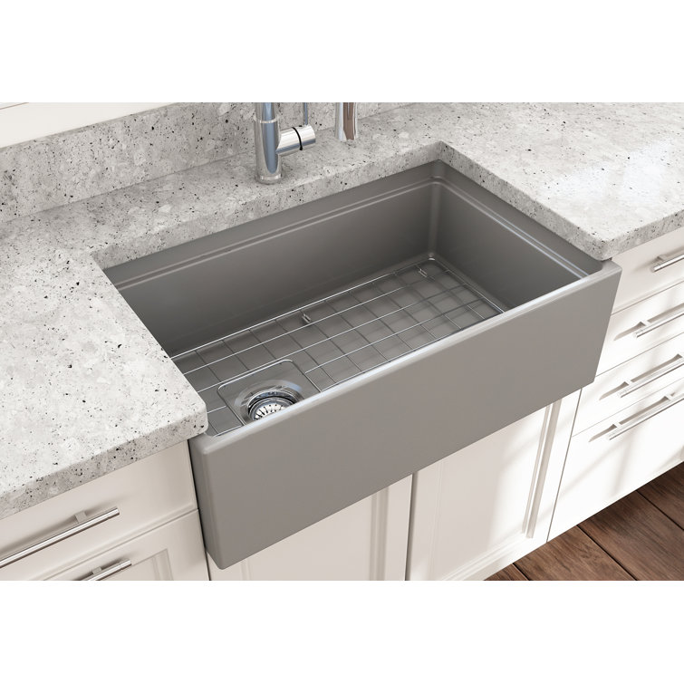 White 30'' Farmhouse Apron-Front Fireclay Single Bowl Kitchen Sink