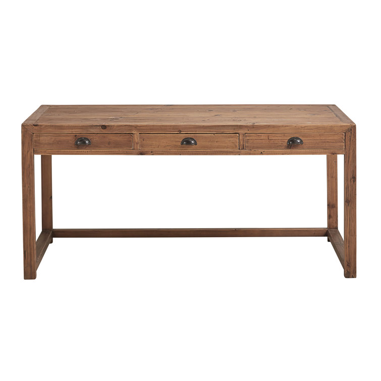 Harper Traditional Brown Wood Home Office Desk with 3 Drawers
