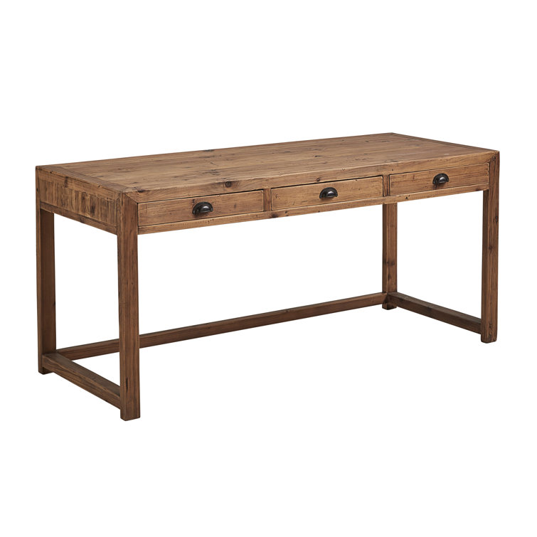 Harper Traditional Brown Wood Home Office Desk with 3 Drawers