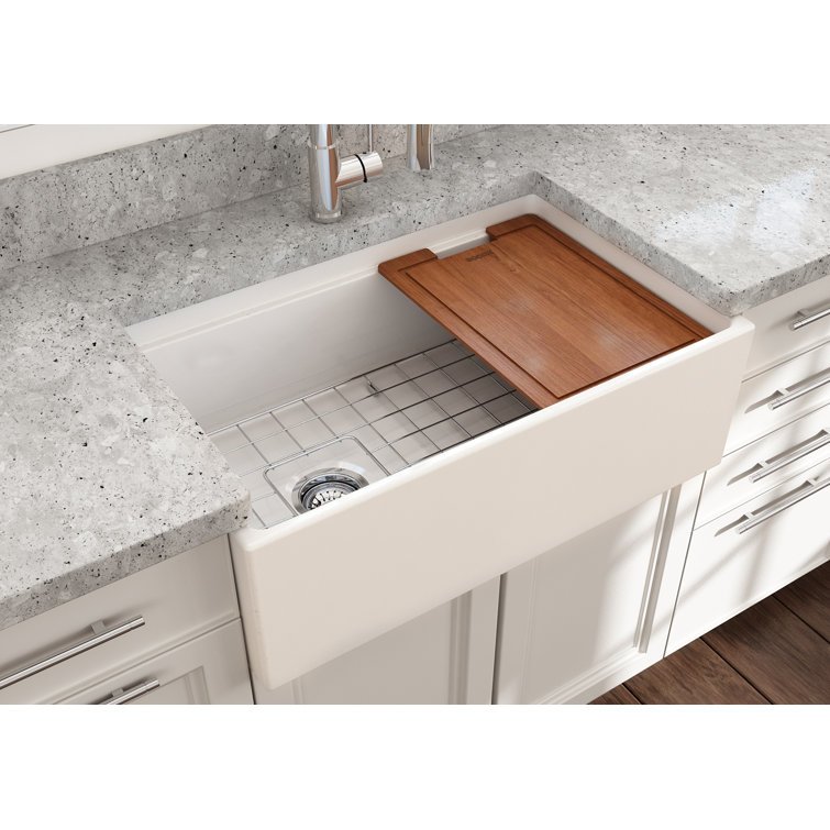 White 30'' Farmhouse Apron-Front Fireclay Single Bowl Kitchen Sink