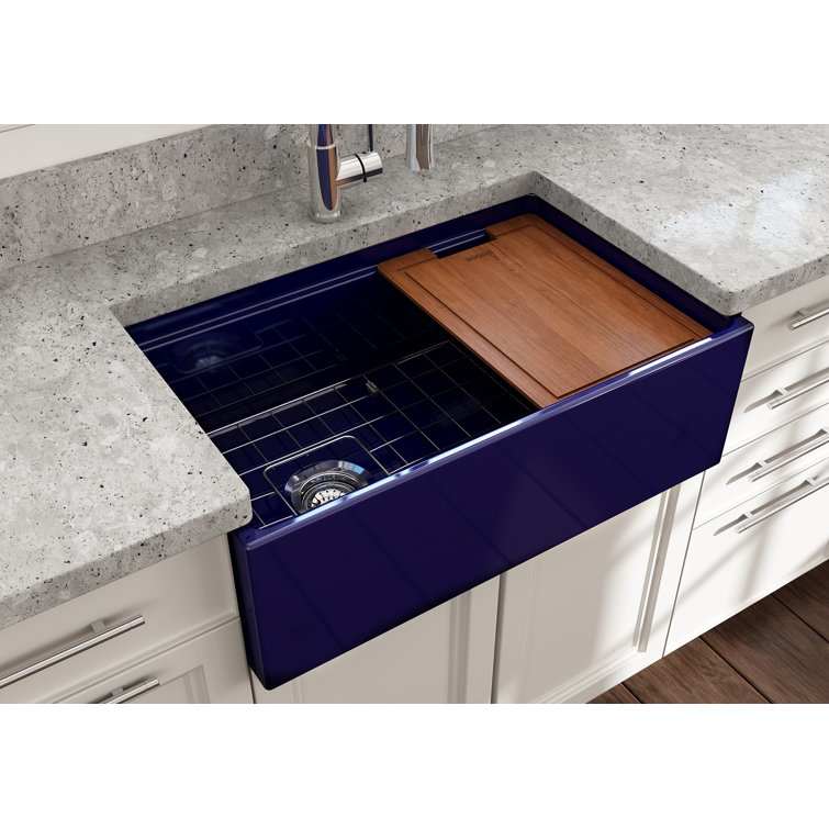 White 30'' Farmhouse Apron-Front Fireclay Single Bowl Kitchen Sink