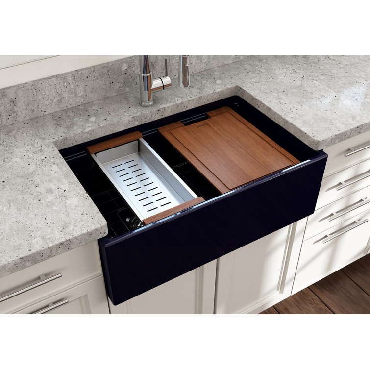 White 30'' Farmhouse Apron-Front Fireclay Single Bowl Kitchen Sink