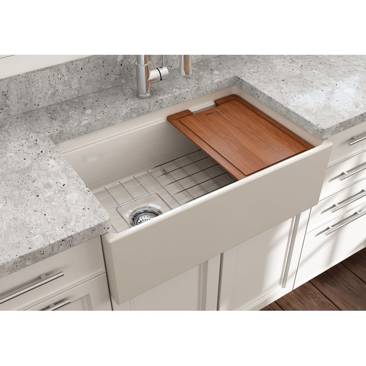 White 30'' Farmhouse Apron-Front Fireclay Single Bowl Kitchen Sink