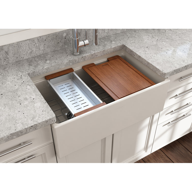 White 30'' Farmhouse Apron-Front Fireclay Single Bowl Kitchen Sink