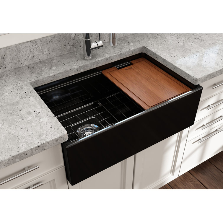 White 30'' Farmhouse Apron-Front Fireclay Single Bowl Kitchen Sink