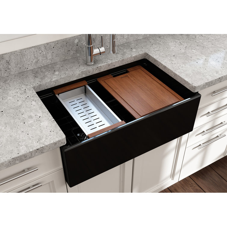White 30'' Farmhouse Apron-Front Fireclay Single Bowl Kitchen Sink
