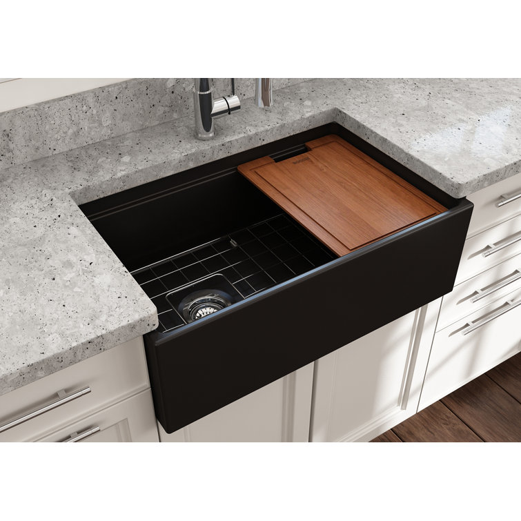 White 30'' Farmhouse Apron-Front Fireclay Single Bowl Kitchen Sink