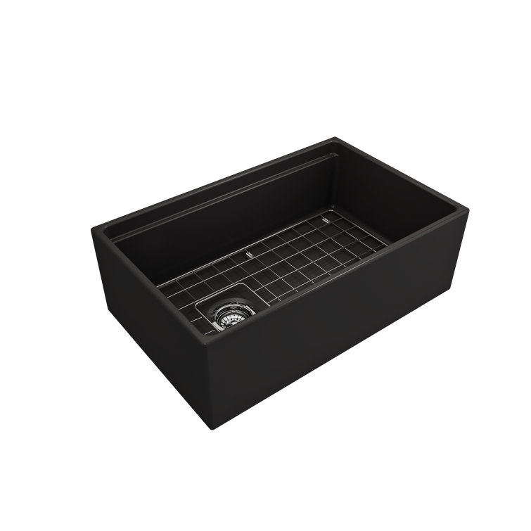 White 30'' Farmhouse Apron-Front Fireclay Single Bowl Kitchen Sink