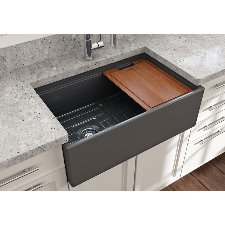White 30'' Farmhouse Apron-Front Fireclay Single Bowl Kitchen Sink