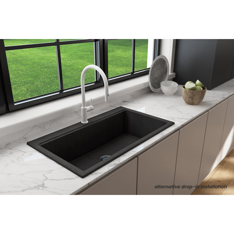 Matte Black Dual-Mount Granite Composite Kitchen Sink