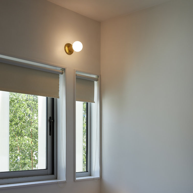 Brass Dimmable Direct Wired Wall Sconce with Sphere Bulb
