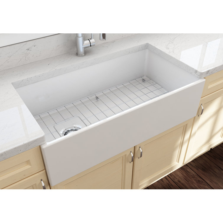 White Fireclay 36" Farmhouse Apron Single Bowl Kitchen Sink