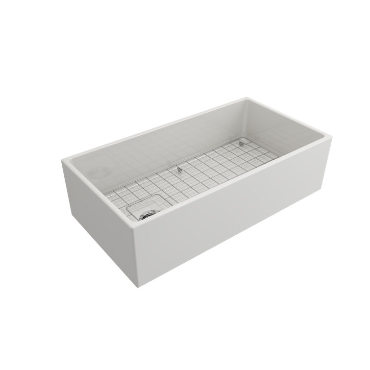 White Fireclay 36" Farmhouse Apron Single Bowl Kitchen Sink