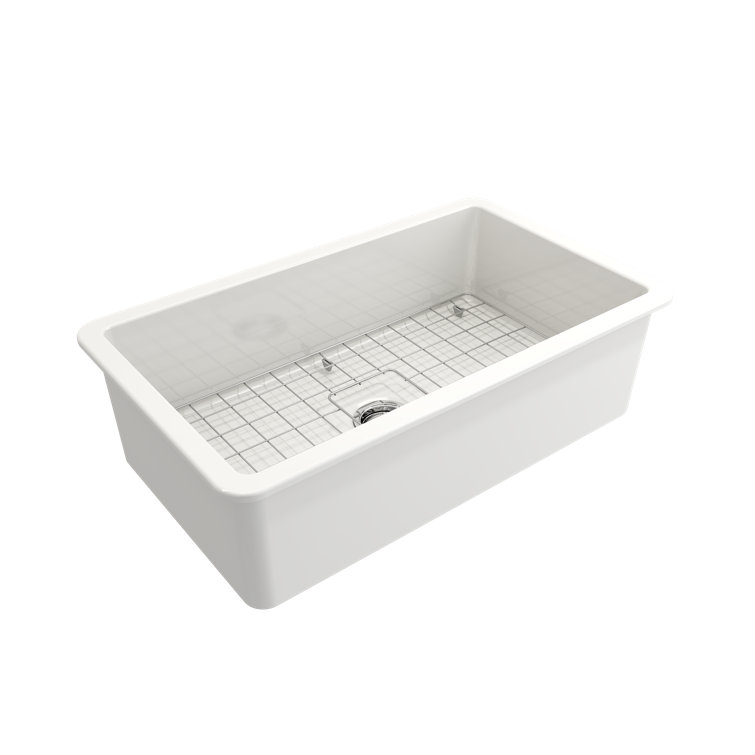 Sotto 32'' White Fireclay Single Bowl Drop-in Kitchen Sink