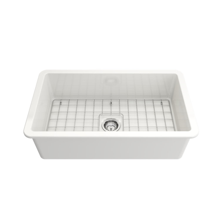 Sotto 32'' White Fireclay Single Bowl Drop-in Kitchen Sink