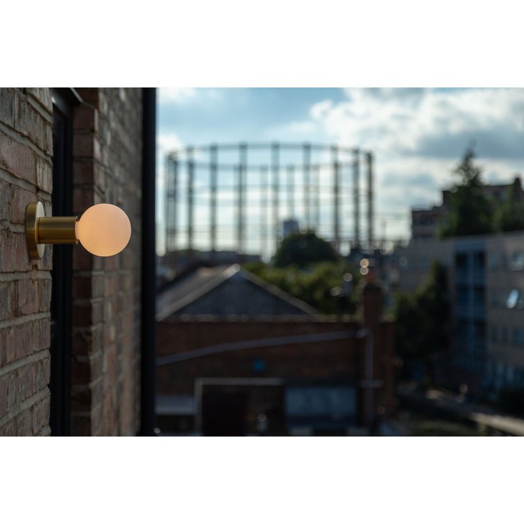 Brass Dimmable Direct Wired Wall Sconce with Sphere Bulb