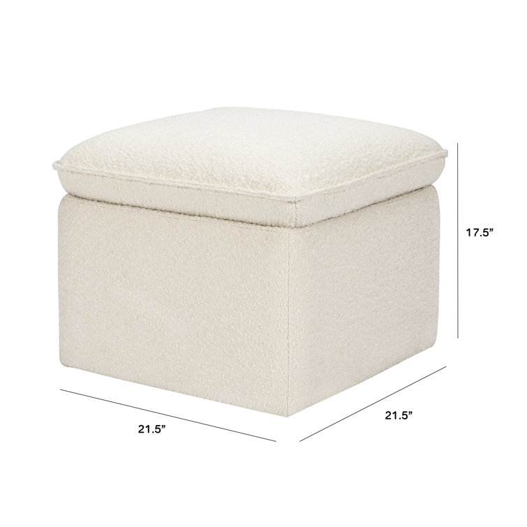 Cali Square Cream Boucle Storage Ottoman with FSC Certified Wood