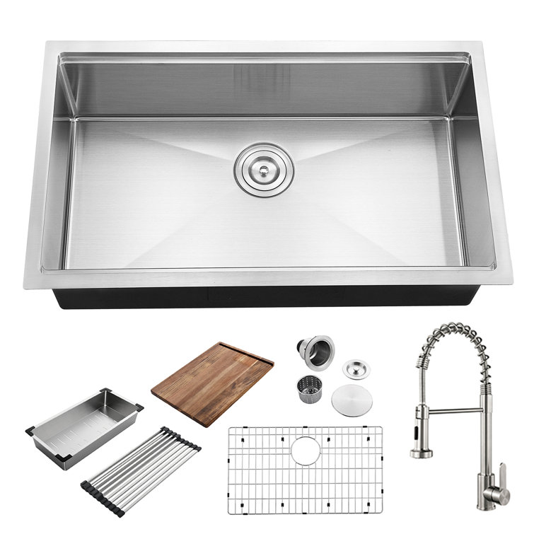32" Stainless Steel Undermount Single Bowl Kitchen Sink