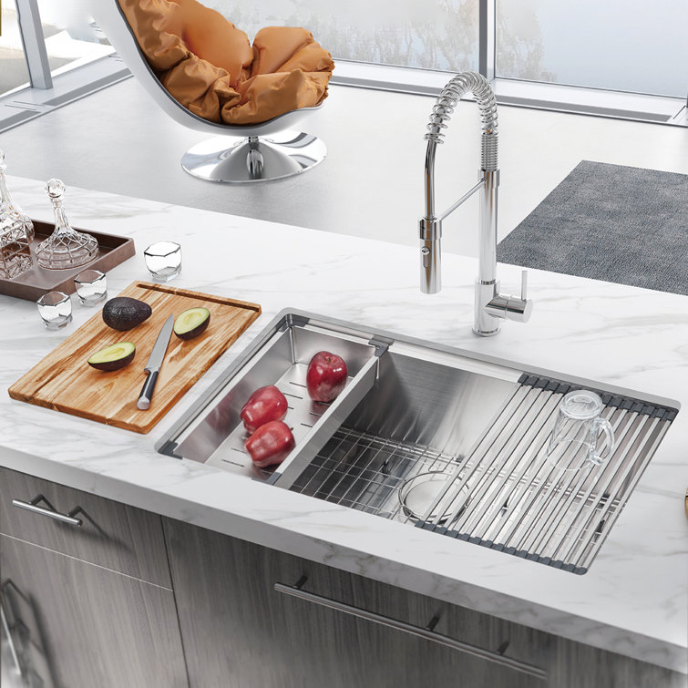 32" Stainless Steel Undermount Single Bowl Kitchen Sink